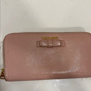 Miu Miu Blush Pink Leather Wallet with Bow
